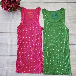 American Eagle AE Tank Tops Medium Pink Green